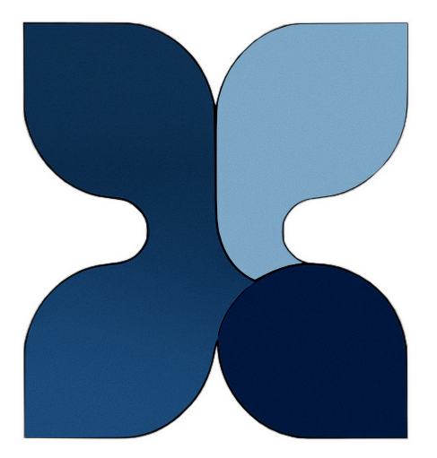 Abstract four-petal symbol in gradient blue tones representing the Optitude OCC brand.
